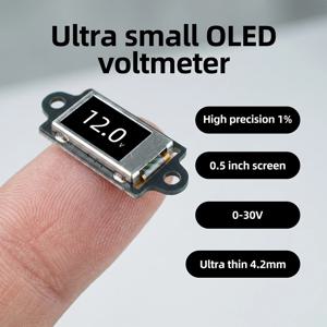 DC 0-30V 초박형 미니 디지털 전압계(0.5인치 OLED 디스플레이 포함) 디지털 전압계 전압 디스플레이 5Hz/10Hz 조정 가능