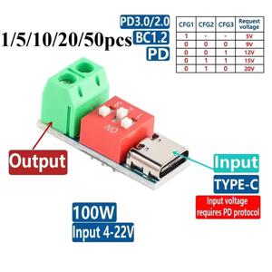 1/10/20pcs Type-C PD QC 트리거 5V~20V 다이얼 코드 조정 DC 전압 전원 모듈 다이얼 조정 전압 고속 충전 디코이