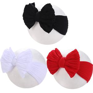 3 개/몫 크리스마스 날 아기 머리띠 빨간 케이블 활 나일론 레이어 어린이 탄성 Hairbands 소년 소녀 모자를 쓰고 있죠 사진 소품