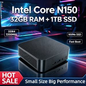 N150 인텔 2026 휴대용 미니 PC 16GB DDR4 512GB NVMe SSD 트리플 4K 60Hz WiFi6 BT5.2 저소음 냉각 데스크탑 가정 사무실 학습용