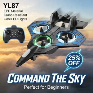 스턴트 플라이트 RC 폼 글라이더 YL87 2.4G 무선 조종 비행기 LED 조명 내구성 있는 EPP 소재 비행 전투기 장난감 어린이를 위한 훌륭한 선물