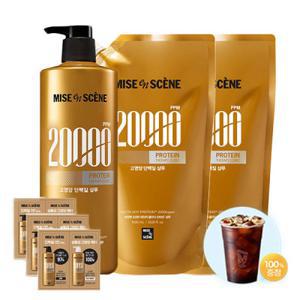 미쟝센 프로틴테라피클리닉 20000 샴푸 1L 1개+리필팩 1L 2개 +(사은)메가커피 쿠폰+체험팩(샴+트) 12ml 3개