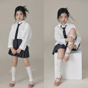 여아 상하복 초등학생 주니어 키즈 옷 의류 봄 가을 상하복세트 블랙타이 스커트 세트 스쿨룩 교복스타일