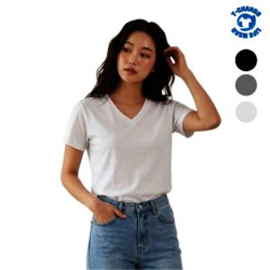 30수 순면 남녀공용 브이넥 반팔티셔츠 무지 데일리 단체티 유니폼 회사 학교 행사 이너티 국내생산/면100%