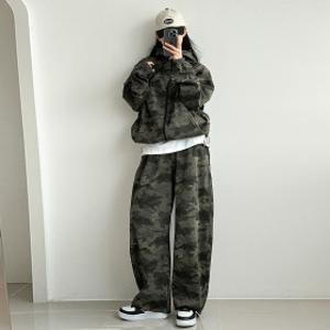 압도적 힙 무드 카모 후드집업 세트 꾸안꾸 데일리룩 캠핑룩 오버사이즈