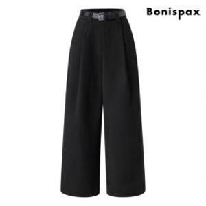 보니스팍스.  와이드 핀턱 벨티드 기모 슬랙스 팬츠 (XP3TA018L0)