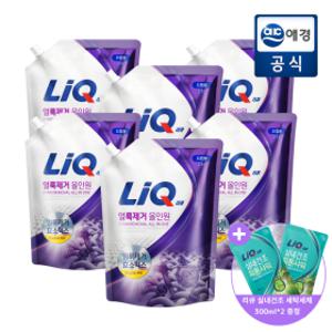 리큐 올인원 얼룩제거 세탁세제 리필 2.1L x 6개 (드럼) 600ML 추가 증정