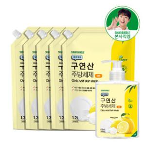 슈가버블 구연산 주방 레몬 리필 1.2L x 5개 +구연산 레몬 470ml 본품