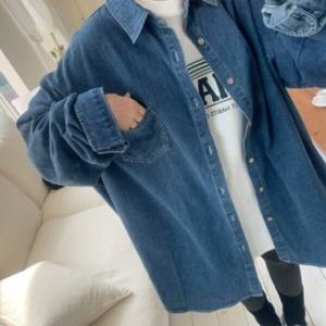 빅사이즈 오버핏 729 데님 롱셔츠 / 청 남방(당일출고)