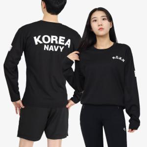 해군 로카티 ROKN 긴팔 검정 로큰 군인 티셔츠