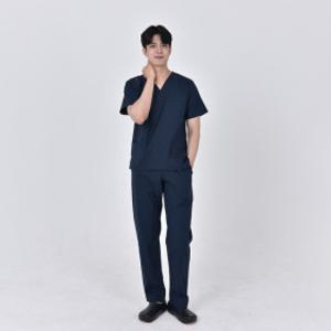 남성용 기본 브이넥 스크럽복 상하세트 허리밴딩 간호복 간호사 병원 수술복 물리치료사 간호조무사
