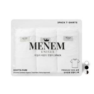 미넴 남녀공용 베이직 면티 3팩 30수 에코타퓨어 순면 라운드 반팔티