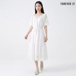 [포에버21] 플라워 펀칭 허리끈 세트 반팔 롱 원피스 (FTDBOP014)