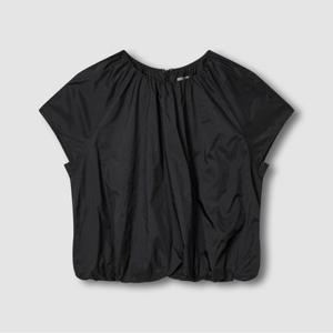 [JAJU/자주] 여 소프트 셔링 반팔 티셔츠_블랙