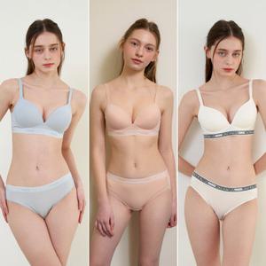 [Wonderbra] 스포츠 아웃밴드 노와이어 브라팬티 6종세트 블루+베이지+화이트 WBW4M222324A_T