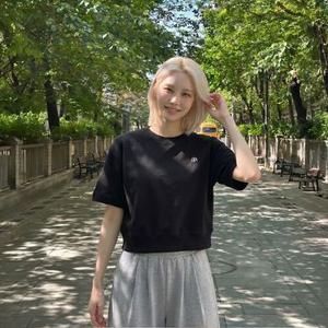 [행텐 틴즈]여성 더블셋업 루즈핏 반팔 맨투맨_100(10520-131-441-07)