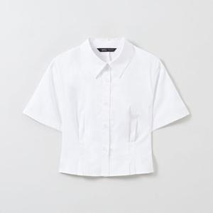 [스파오] 핀턱 크롭 반팔셔츠 (SPYWE25W07 RE) (SPYWE37W07-O)
