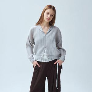 [와이오와이](택가 155,000원)새틴 플리츠 후드 집업 점퍼_3colors