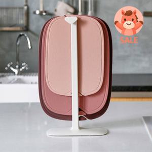 (4종세트) 이놀 라니아 칼집에 강한 두꺼운 TPU 도마 국산 이유식 항균 실리콘 도마 거치대 세트