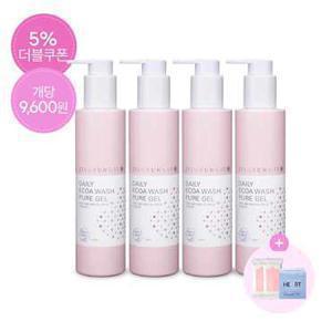 [1000원 더블쿠폰][선물세트][질경이] 순한 데일리 여성청결제 에코아 워시 퓨어젤 200ml x4개+페미닌 티슈 x2개+마음생리대 중형(4개입) x2개