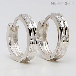 [메리그린] 925 SILVER 실버 더블 컷팅 링 귀걸이