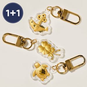 [한국금다이아몬드] [1+ 1] 순금 행운 선물 액막이 키링 24K 0.02g 5종 택2