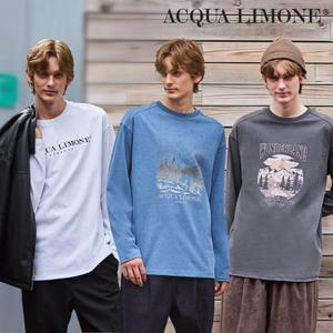 [아쿠아리모네] FW 피그먼트 남성 긴팔 티셔츠 3종