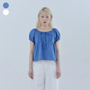 [백화점][게스진] 여성 코튼 리본 퍼프 블라우스(OQ2W5602)