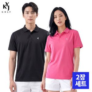 [2장세트] 김영주골프 남녀공용 쿨드라이브 반팔 카라 티셔츠(M7OPSS65)