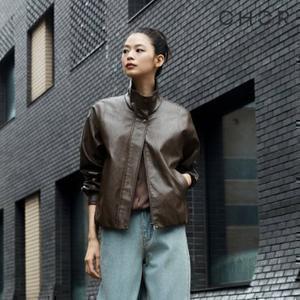 [TV상품]코어 어센틱 26FW 하이넥 FAUX 레더 블루종 [런칭 가격 99,900원]