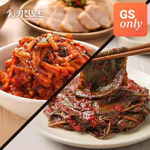 [9/24 4천원 즉시할인+2세트 구매 시 증정][키친노트] 밥도둑 반찬 무말랭이 1kg+깻잎무침 1kg