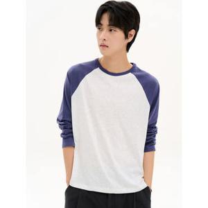 [에잇세컨즈] 컬러 블록 래글런 티셔츠  퍼플 (456841SS1U)