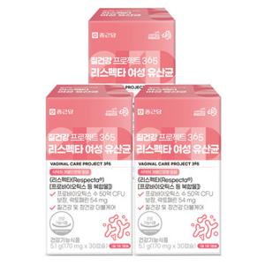 종근당 질건강 프로젝트365 리스펙타 여성 유산균 질유산균 170mg 30캡슐, 3개