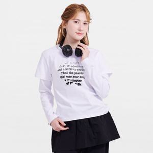 [에꼴리에] 여자 가을이월 빈티지레터링 반팔레이어드티(26A1457)