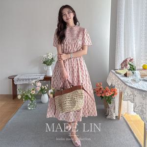 [리린]MADE LIN 셀리에 플라워 스모크 스트링 원피스