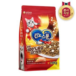 [유니참펫]긴노스푼 고양이 사료 통살 치킨토핑 닭고기맛 1.8kg