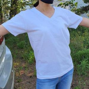 면기본티셔츠 순한 무지 면 기본 반팔 브이넥 티셔츠 남여 화이트