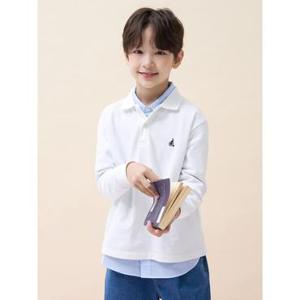 [26FW 5%][빈폴키즈] [Essential] 피케 칼라 긴소매 티셔츠  화이트 (BI6841UE41)