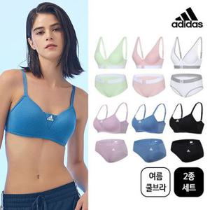 [아디다스 언더웨어]아이스 쿨 여름 노와이어 브라팬티 2종세트 택일