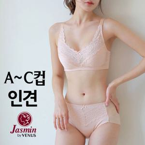 [자스민by비너스]인견 노와이어 풀컵 홑겹브라팬티2종(JB1265)
