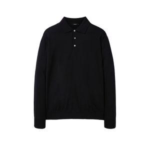 알레그리 (남여공용) 블랙 Woolsilk 레귤러핏 카라넥 스웨터 ARSW4A101BK