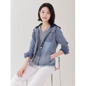 지센 져지후드 데님 자켓 LCJKP321_BL
