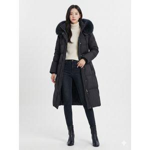 에고이스트 [55사이즈특가] 블랙 사가폭스퍼 클래식 롱 구스 다운점퍼 EQ4TD009
