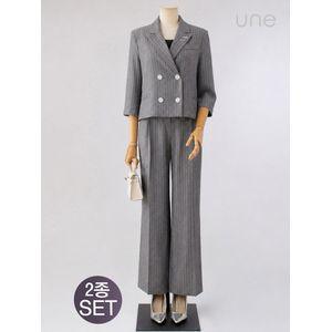 UNE[윈] [SET][썸머수트] 린넨터치 패턴자켓+슬랙스SET