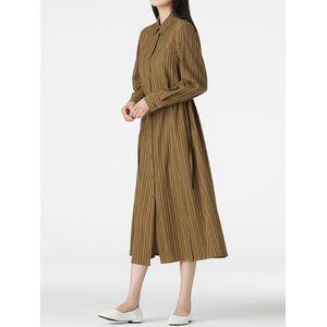 발렌시아 카라넥 스트라이프 셔츠 롱원피스 257GO24