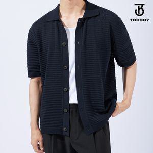 탑보이 스카시 펀칭 카라 썸머 린넨 반팔 가디건 (TC033)