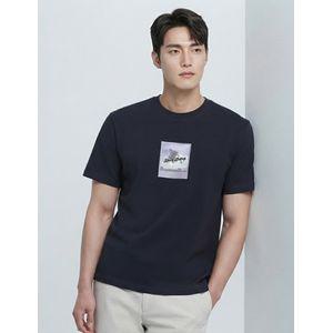 BY파크랜드 [보스트로]네이비 프린트 배색 반팔 티셔츠-M2TS2111105A