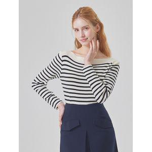 매긴 보트넥 스트라이프 니트_M6S1KT2070