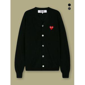꼼데가르송 플레이 [꼼데가르송] 남녀공용 레드 하트 와펜 브이넥 가디건 (2COLOR)