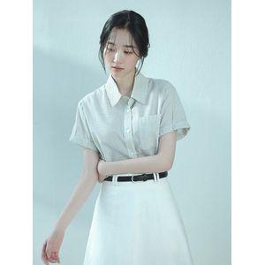 마인드브릿지우먼 시어서커 스트라이프 롤업 소매 반팔 셔츠_2colors / 블랙,브라운